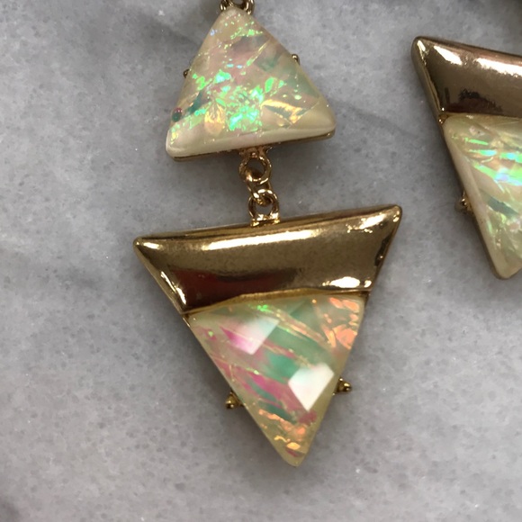 Iridescent Deco Triangle Earrings, NWT - Picture 7 of 8